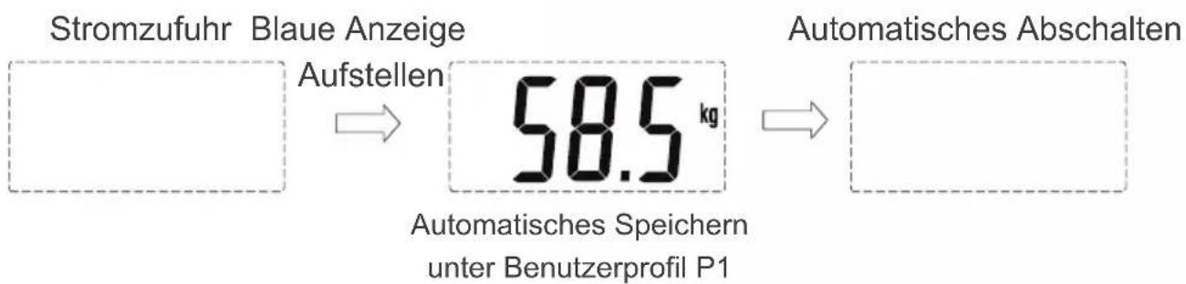 Stromzufuhr Blaue Anzeige Aufstellen 58.5 kg Automatisches Speichern unter Benutzerprofil P1 Automatisches Abschalten