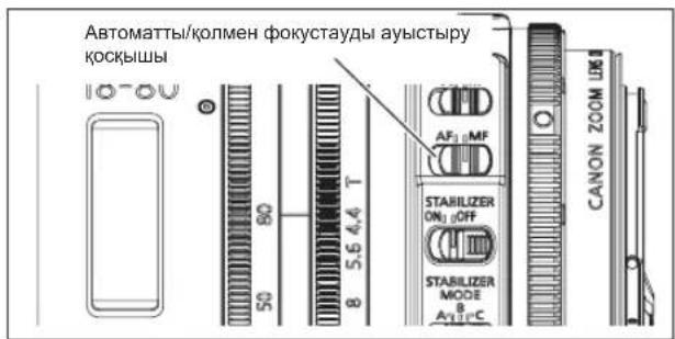 Автоматты/колмен фокустауды ауыстыру коскышы 50 80 5.6 4.4 T AF12 MF STABILIZER ON1 OFF STABILIZER MODE 8 A111°C CANON ZOOM LEC