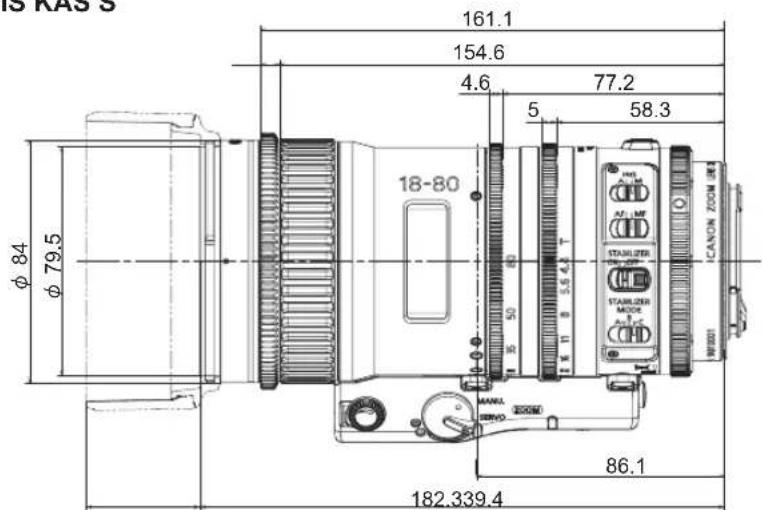 161.1 154.6 4.6 77.2 5 58.3 φ 84 φ 79.5 18-80 80 50 5.6 T STAGLIZER MOOD CANON ZOOM LTR MANUL SERVO 86.1 182.339.4