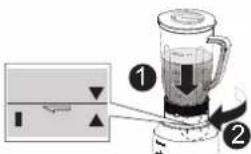 Diagram showing a cooking step with labeled steps 1 and 2, indicating a cooking process with liquid being added to a steamer.