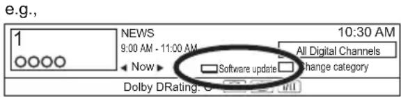 e.g., 1 NEWS 9:00 AM - 11:00 AM Now Software update 10:30 AM All Digital Channels Change category Dolby DRating: U