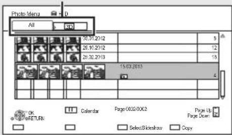 Photo Menu All > 800 30.31.2012 28.10.2012 25.32.2013 15.03.2013 Calendar Page 0032/0032 Page Up Page Down OK RETURN Select Slideshout Copy