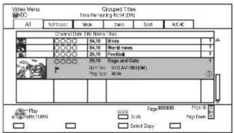 Video Menu GROU Time Remaining 45:34 (DR) All At Home Window Date Sort ACHE Channel Date: File Name: Map 04.10 84.10 Blues 1 04.10 Word's name 1 29.10 F Document 1 09.10 Page and Code 1 Sim I/O: 800/AV/800/600 Ting Time: 04:34 Play Page: 800/800 Page Up More Turn Scale Page Down Select Copy