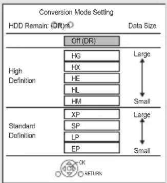 PANASONIC DMR-BWT450 - Press [REC MODE] and select the conversion mode, then press [OK]. - 1