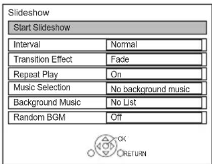 Slideshow Start Slideshow Interval Normal Transition Effect Fade Repeat Play On Music Selection No background music Background Music No List Random BGM Off