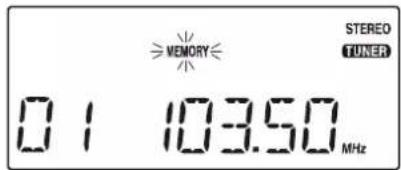 ≥ MEMORY ≤ STEREO TUNER 0 1 103.50 MHz