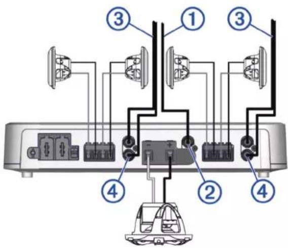 Diagram of a car powertrain connected to four labeled components, showing connections via switches and motors.
