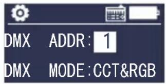 DMX ADDR: 1 DMX MODE:CCT&RGB