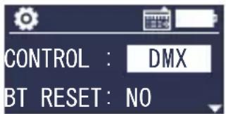 CONTROL : DMX BT RESET: NO