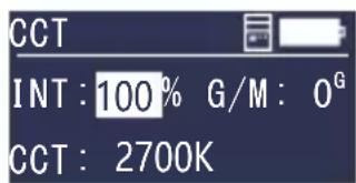 CCT INT: 100% G/M: O^G CCT: 2700K