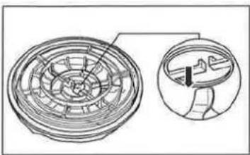 Technische Linienzeichnung einer mechanischen Komponente mit Innenstruktur und Querschnittsansicht (kein Text oder Symbole)