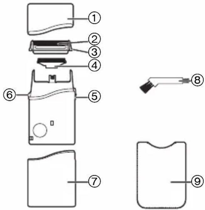 Exploded view diagram of a device with numbered parts for identification