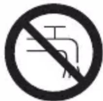 Prohibition sign indicating no accessibility to work or dining, featuring a diagonal line and water outlet symbol
