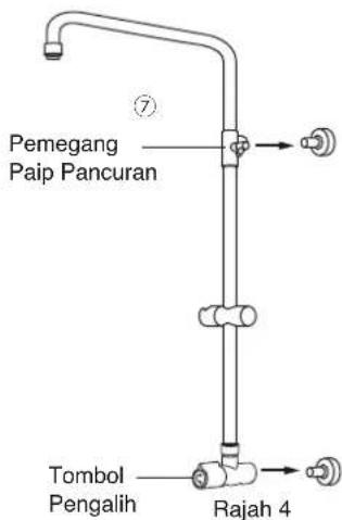 Pemegang Paip Pancuran Tombol Pengalih Rajah 4