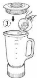 Diagram illustrating two steps of a food preservation procedure, showing step 1 adding granular material into a jar and step 2 adding seeds to form a container.
