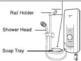 Rail Holder Shower Head Soap Tray