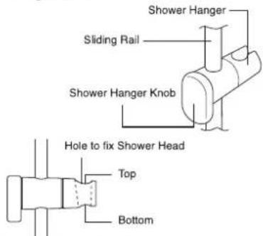 Shower Hanger Sliding Rail Shower Hanger Knob Hole to fix Shower Head Top Bottom