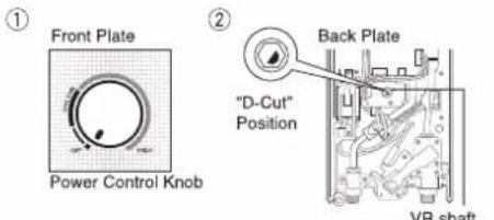 ① Front Plate Power Control Knob ② Back Plate "D-Cut" Position VR shaft