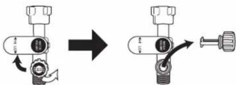 Diagram showing a valve mechanism with directional arrows indicating flow or movement, including labels like '左端' (left end) and '右端' (right end).