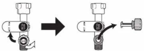 Diagram showing valve assembly process with directional arrows indicating movement from left to right