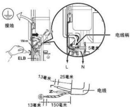 接地 1N·m ELB L N 5毫米 电线柄 13毫米 25毫米 Z 13毫米 150毫米 电线