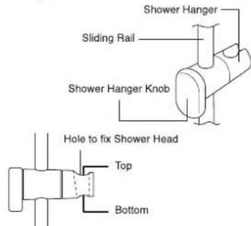Shower Hanger Sliding Rail Shower Hanger Knob Hole to fix Shower Head Top Bottom