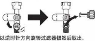 以逆时针方向旋转过滤器钮然后取出。