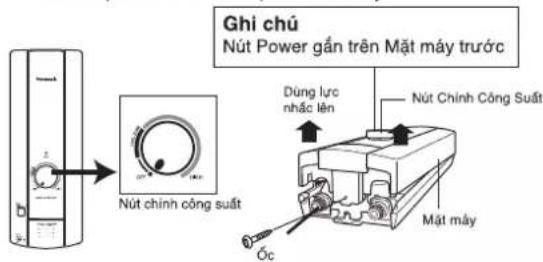 Ghi chú Nút Power gắn trên Mặt máy trước Dùng lực nhác lên Nút Chinh Công Suất Mặt máy Nút chính công suất Óc