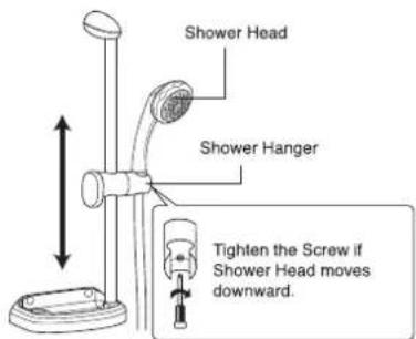 Shower Head Shower Hanger Tighten the Screw if Shower Head moves downward.