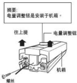 摘要: 电量调整钮是安装于机箱。 往上提 电量调整钮 螺丝 机箱
