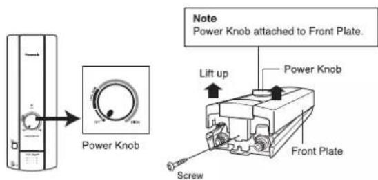 Power Knob Note Power Knob attached to Front Plate. Lift up Power Knob Front Plate Screw