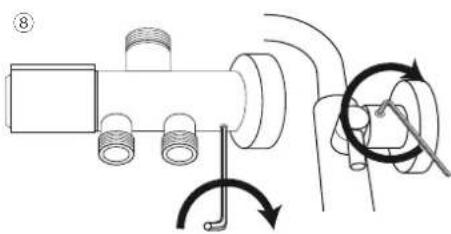 Technical diagram showing mechanical assembly with labeled components and directional arrows indicating motion or force