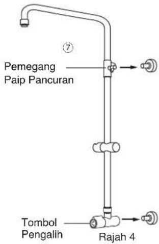 Pemegang Paip Pancuran Tombol Pengalih Rajah 4