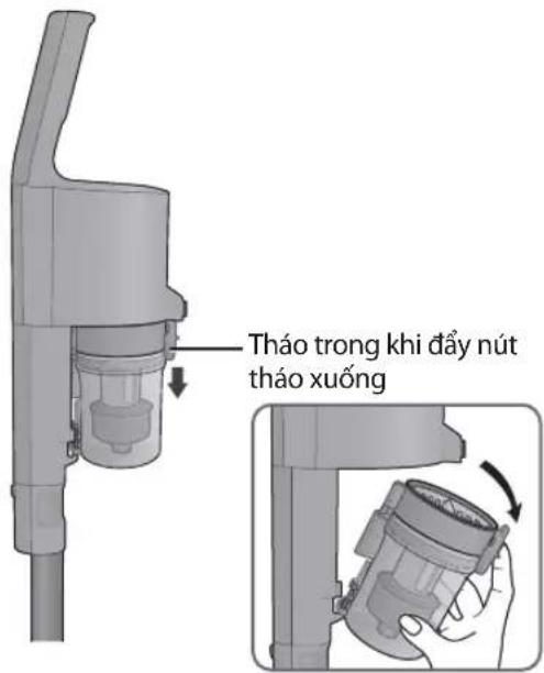 Tháo trong khi đẩy nút tháo xuống
