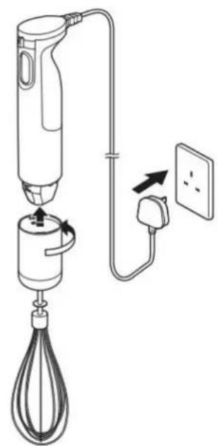 PANASONIC MX-GS1 - Attach the whisk attachment into the motor housing. Then plug in. (P. EN9) - 1