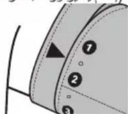 Diagramm mit nummerierten Komponenten eines mechanischen Teils mit gestrichelten Linien und Pfeilen, die Richtung oder Fluss anzeigen.