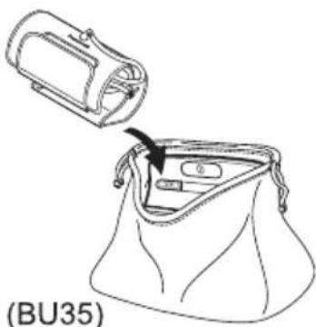 Linienskizze einer Tasche, die in eine Tasche eingeführt wird, mit Griff und inneren Komponenten (kein Text oder Symbole)
