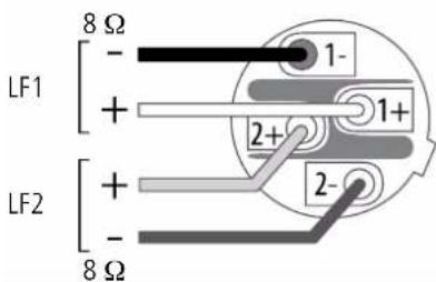 8 Ω - LF1 + LF2 + - 8 Ω 1- 1+ 2+ 2-