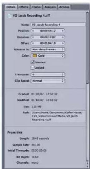 VO Jacob Recording 4.xx Name: VD Jacob Recording 4 Position: 00:00:44.12 Duration: 00:00:13.02 Offset: 00:00:04.19 Measure in: Non-Loop Frames Color: Cold Unlmated Locked Transgender: 0 Clip Speed: Normal Created: 01:30:07 12:50:32 Modified: 01:30:07 12:50:32 Size: 1.38 MB Ratio: [Users/Home/Documents/Coffee House/ Cafe_Video/Control/Media/VD Jacob Recording 4.xx] Properties Length: 18.45 seconds Sample Rate: 44.100 Initial Timescale: 00:00:00.00 Bit Depth: 16 bit Channels: mono