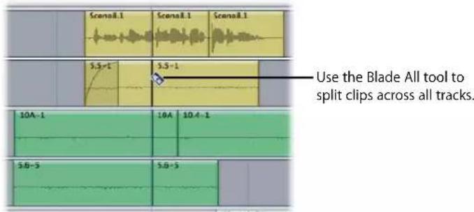 Scenall.1 Scenall.1 Scenall.1 3.5-1 3.5-1 Use the Blade All tool to split clips across all tracks. 10A-1 10A 10.4-1 3.6-5 3.6-5