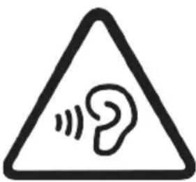 Warning symbol with a sine wave inside a triangle, indicating sound or noise hazard.