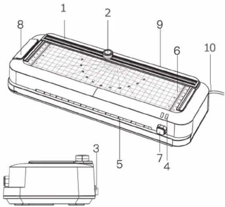 Technical diagram of a portable electronic device with numbered components for identification and assembly reference.