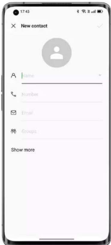 17:43 New contact Name Number Email Groups Show more