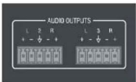 AUDIO OUTPUTS L 2 R + - ↓ - + L 3 R + - ↓ - +
