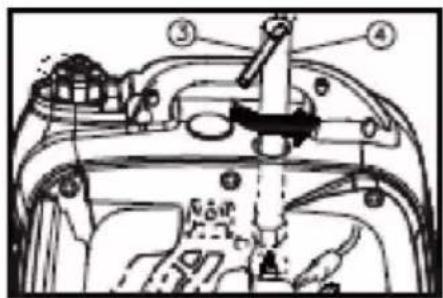 Technical diagram of a mechanical assembly with numbered components, likely for repair or maintenance instructions.