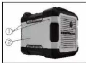 Diagram of a device with labeled parts, showing front and side views with numbered annotations.