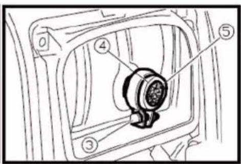 Technical diagram of a vehicle component with numbered parts labeled 0 to 5