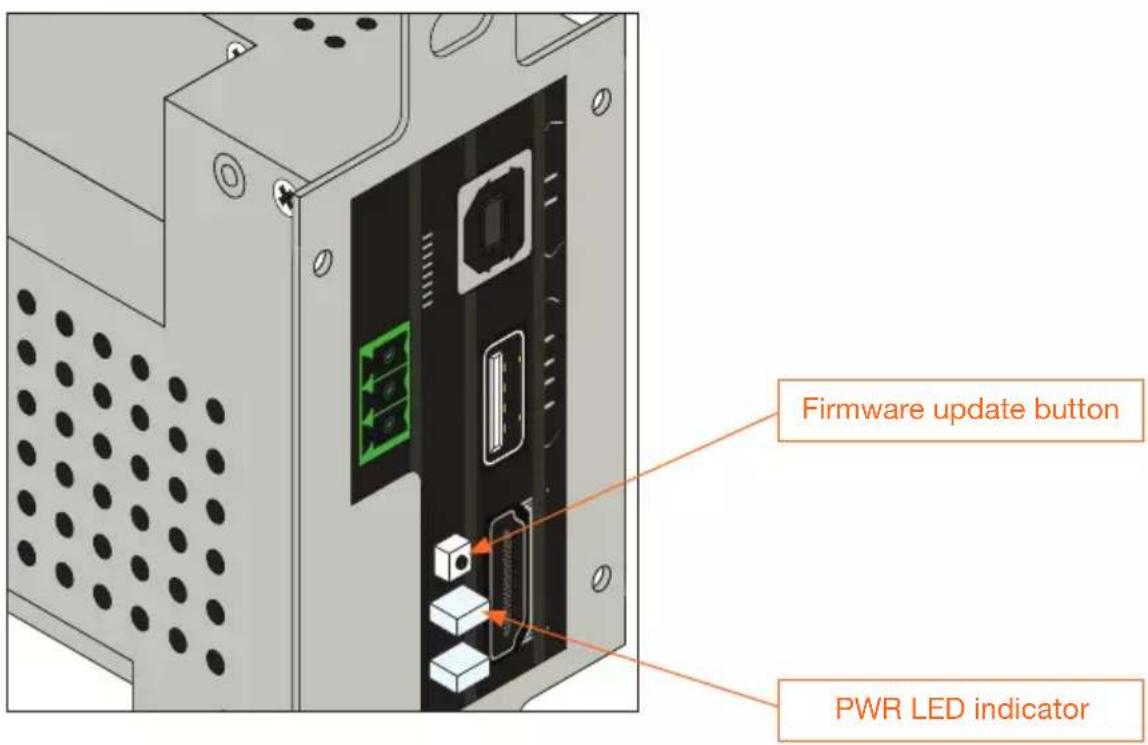 Firmware update button PWR LED indicator