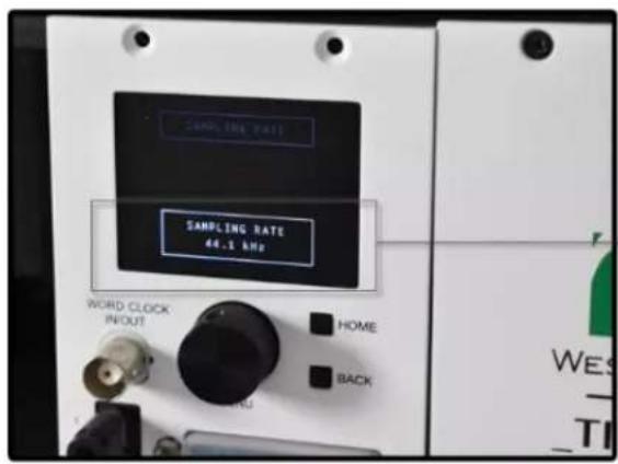 SAMPLING RATE 44.1 kHz WORD CLOCK INPUT HOME BACK WEST-TI