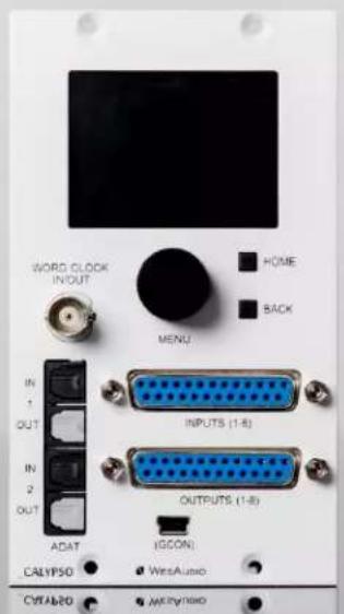 WORD CLOCK INPUT IN 1 OUT IN 2 OUT ADAT CALYPSO HOME BACK MENU INPUTS (1-8) OUTPUTS (1-8) (GCON) WesAlico CIFALBO MILKHYLISO